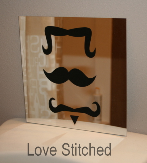 Love Stitched Mustache Mirror