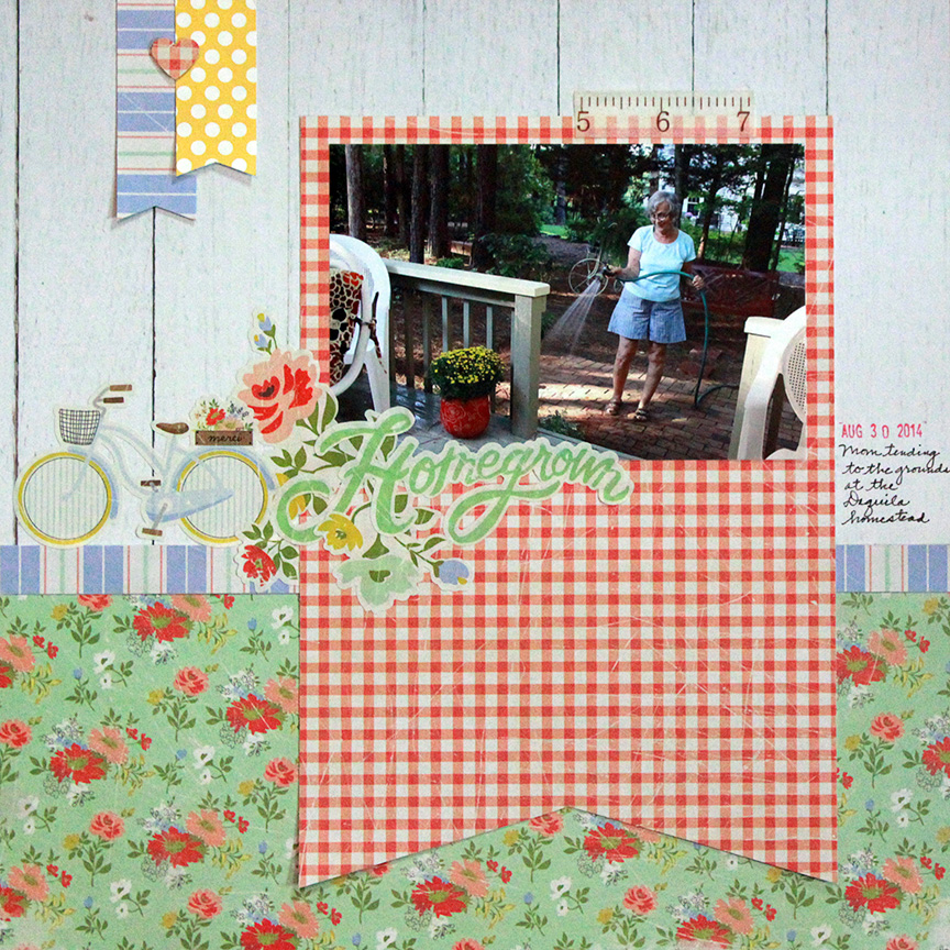 Homegrown is a one-photo scrapbook layout using supplies from We R Memory Keepers Farmer's Market collection.