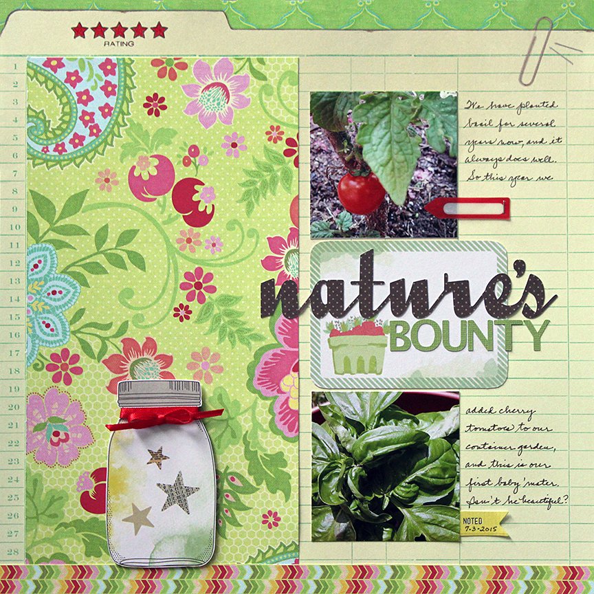 Nature's bounty is a two-photo scrapbook layout about my container garden.
