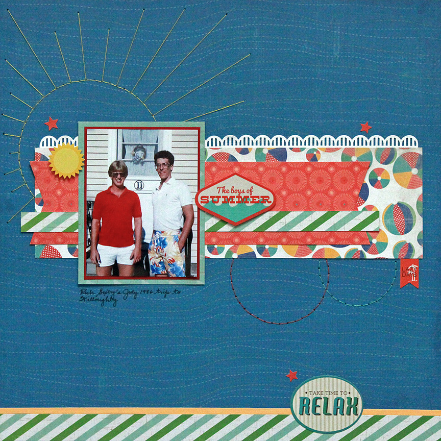 The boys of summer is a scrapbook page made with Echo Park's Walking on Sunshine collection.