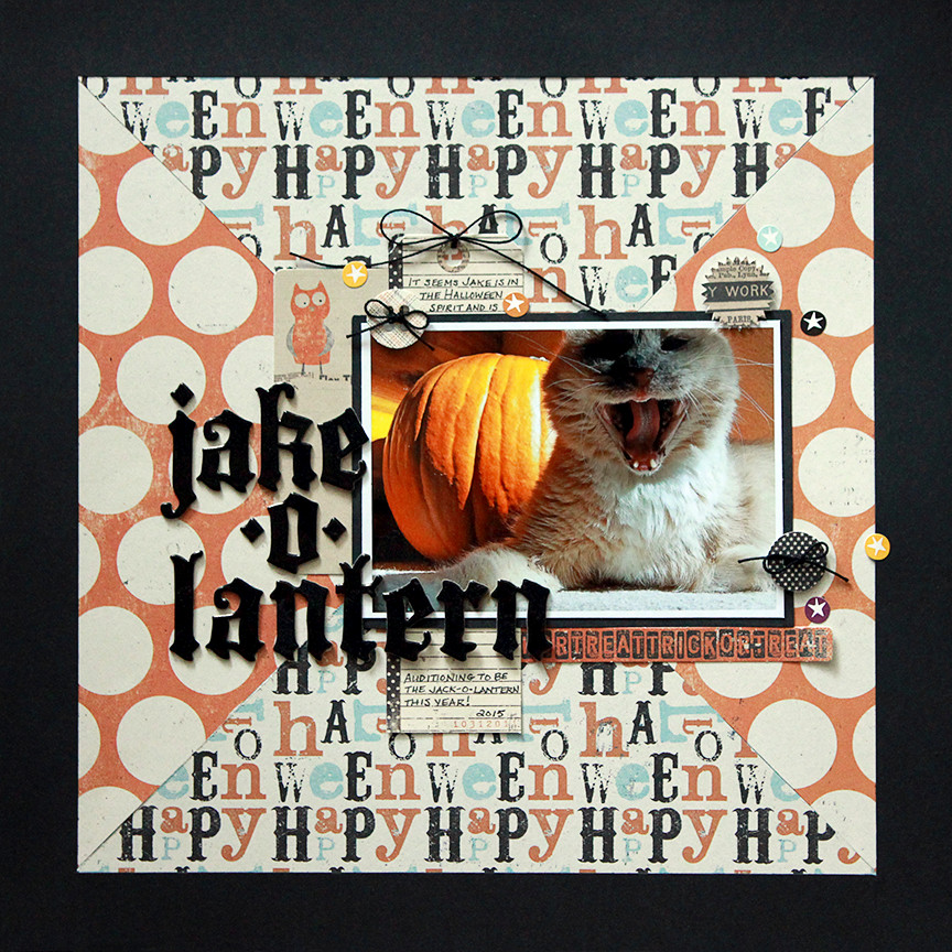 Jake-o-lantern is a one-photo scrapbook page that uses My Mind's Eye products.