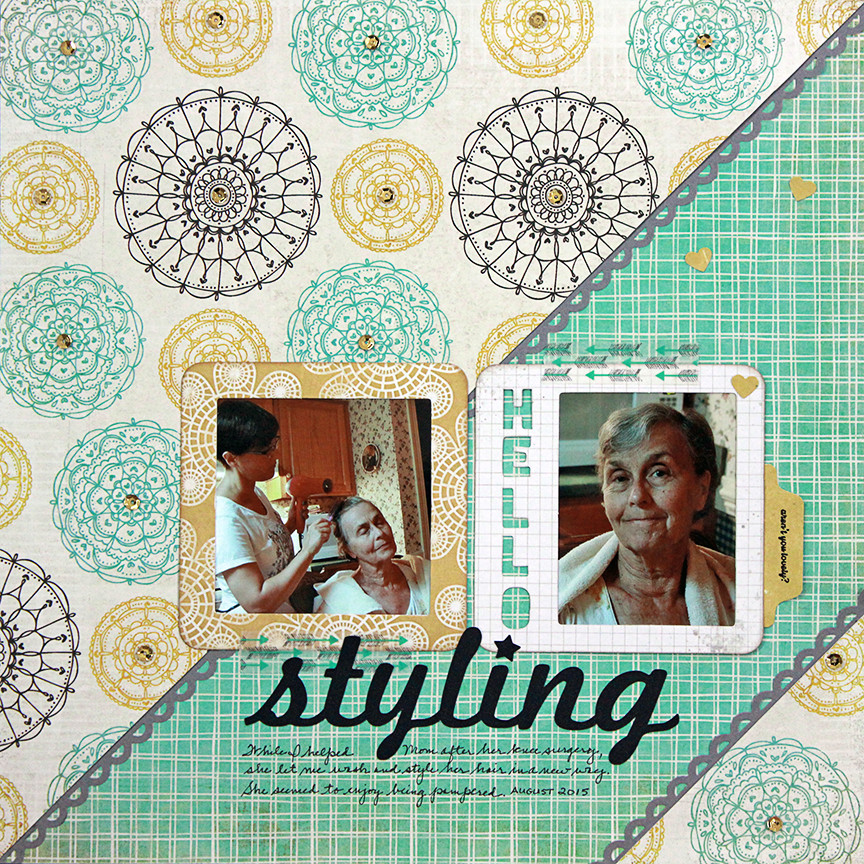 Styling is a two-photo scrapbook page using papers from My Mind's Eye