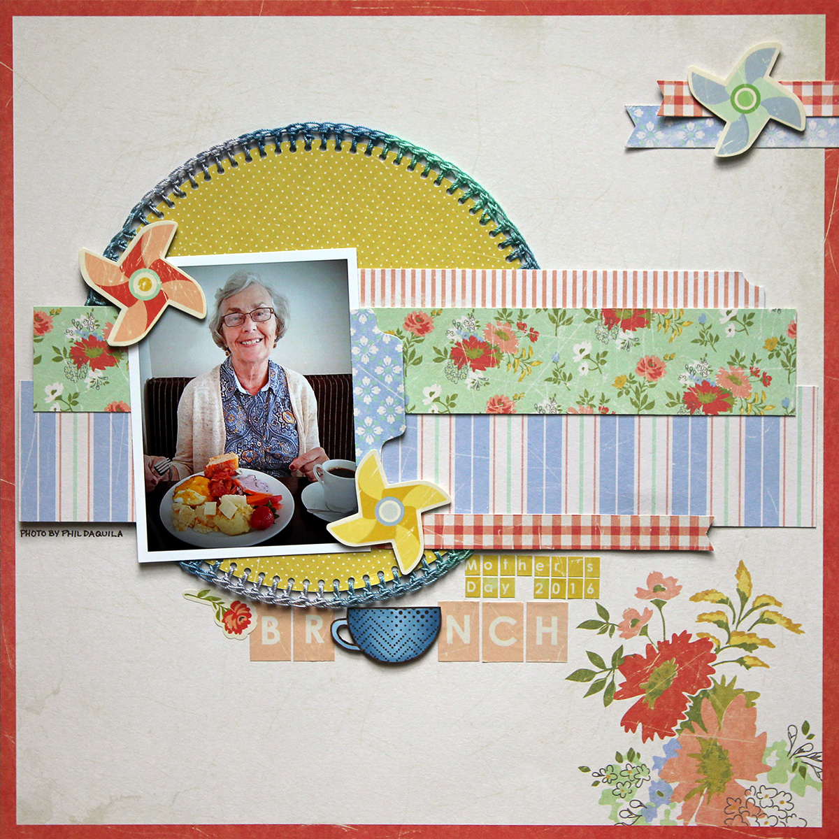 This one-photo scrapbook layout is based on the June 1, 2016 sketch by Stuck Sketches.